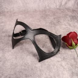 1pc Half Face Cat Eye Costume Mask Woman Black Leather Cat Mask Masquerade Mask For Halloween Party Cosplay
