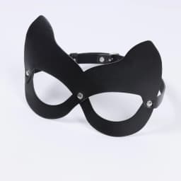 1pc Half Face Cat Eye Costume Mask Woman Black Leather Cat Mask Masquerade Mask For Halloween Party Cosplay