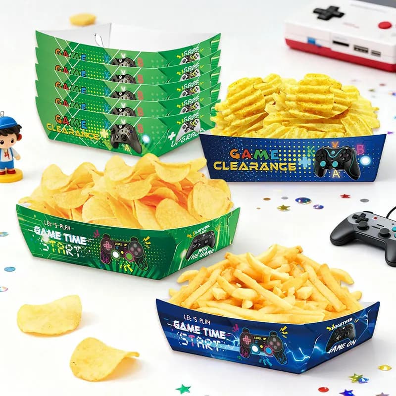 12/24/36PCS Video Game Disposable Paper French Fry Boxes Food Serving Trays Candy Snack Popcorn Box Birthday Party Favors Shower