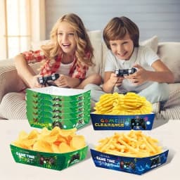 12/24/36PCS Video Game Disposable Paper French Fry Boxes Food Serving Trays Candy Snack Popcorn Box Birthday Party Favors Shower
