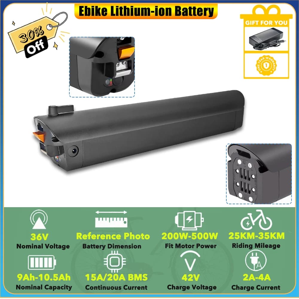 HIMO C30 Integrated Lithium-ion Battery Pack 36V 10Ah 10.5Ah for 250W 350W 500W Soltera.2 and Soltera.2 Step-Through E-bike