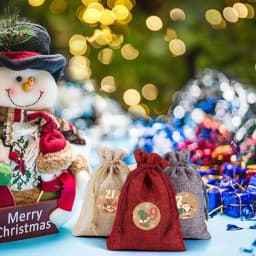 3/6/25/52pcs Multi Color Party Drawstring Gift Bag and 1-24 Round Label with Clip and Hemp Rope, Christmas Calendar Countdown