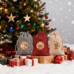 3/6/25/52pcs Multi Color Party Drawstring Gift Bag and 1-24 Round Label with Clip and Hemp Rope, Christmas Calendar Countdown