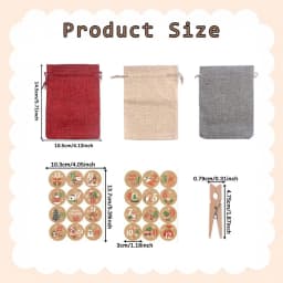 3/6/25/52pcs Multi Color Party Drawstring Gift Bag and 1-24 Round Label with Clip and Hemp Rope, Christmas Calendar Countdown