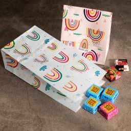 24Set Rainbow Paper Gift Bags Pink Blue Party Favor Bags with Thank You Stickers Candy Treat Bag for Birthday Wedding Decoration