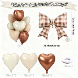 10Pcs 18" Sand White Apricot Heart Balloons 38" Cream Bow Foil Balloon Set - Birthday Baby Shower Valentine Wedding Party Decora