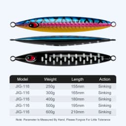 TEASER J116 250g 300g 400g 500g 600g Deepsea Big Game Trolling Vertical Jig Butterfly Offshore Metal Jigging Sinking Stick Lure