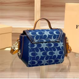 Ladies' Handbag, Light Luxury Retro Denim Canvas Bag, Fashionable Single-Shoulder Crossbody Bag, 2025 New High-End Color-Matchi
