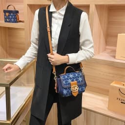 Ladies' Handbag, Light Luxury Retro Denim Canvas Bag, Fashionable Single-Shoulder Crossbody Bag, 2025 New High-End Color-Matchi