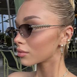Cycling 1/2pcs Frameless Metal Cat Eye Fashion Sunglasses Triangle Rivets Personalized Women's Sunglasses Outdoor Travel Eyewear