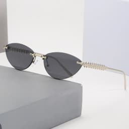 Cycling 1/2pcs Frameless Metal Cat Eye Fashion Sunglasses Triangle Rivets Personalized Women's Sunglasses Outdoor Travel Eyewear
