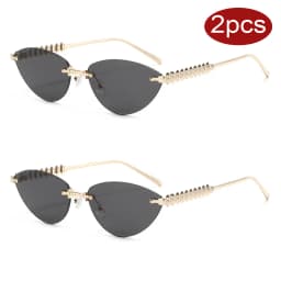 Cycling 1/2pcs Frameless Metal Cat Eye Fashion Sunglasses Triangle Rivets Personalized Women's Sunglasses Outdoor Travel Eyewear
