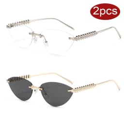 Cycling 1/2pcs Frameless Metal Cat Eye Fashion Sunglasses Triangle Rivets Personalized Women's Sunglasses Outdoor Travel Eyewear