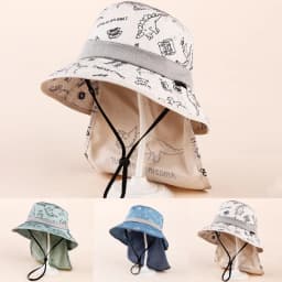 Spring and Summer New Printed Dinosaur Children's Size-Coded Sunshade Fisherman HatINSForeign Trade Sun Hat UV Protection Thin