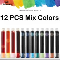 JINHAO 50/12 PCS 12 Colors 2.6mm/3.4mm Fountain Pen Ink Cartridges For Majohn Hongdian Ink School Office Supplies Stationery