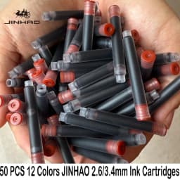JINHAO 50/12 PCS 12 Colors 2.6mm/3.4mm Fountain Pen Ink Cartridges For Majohn Hongdian Ink School Office Supplies Stationery