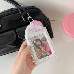INS Fashion Korean Girl 3inch Idol Photo Storage Card Holder Cute Angel Wings Holder Pendant Card Clip Student Campus Card Cover