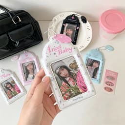 INS Fashion Korean Girl 3inch Idol Photo Storage Card Holder Cute Angel Wings Holder Pendant Card Clip Student Campus Card Cover