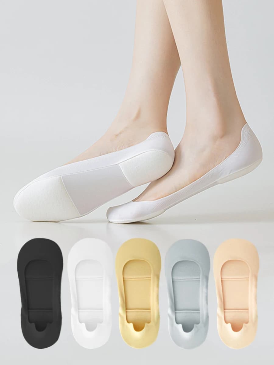 3 Pairs Of Women's Summer And Autumn Soft And Fashionable Thin Anti Slip Padded Short Socks