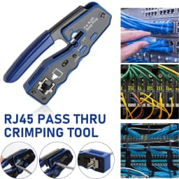 RJ45 CAT6 Crimping Tool Kit with Pass Through Connector,Boots and Tester for Cat5e Cat6 UTP Ethernet Cale