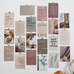 30PC Lucky Life Theme Postcards,Floral Alphabet Elements,Wall Decoration Materials Living Room Classroom (Includes 48 Stickers)