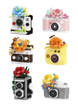 Vintage Camera & Flowers Building Blocks DIY Toys Small Particle Bricks Assembly Puzzle Toys For Friend Gifts Christmas Gifts