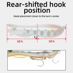 LETOYO 69F 76F Floating Popper Lure With Fins Steel Balls Hard Baits Artificial Baits Bass Lure Perch Bait Pike Fishing Lure