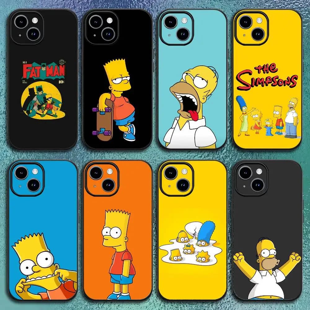 Anime T-The S-Simpsons-s Phone Case For IPhone 17 12 13 14 15 16Pro Max Plus Classic black soft shell