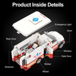 660pcs American Ambulance Building Blocks City Technical Emergency Vehicle Model Car Assembly Bricks Toys for Adults Kids Gifts