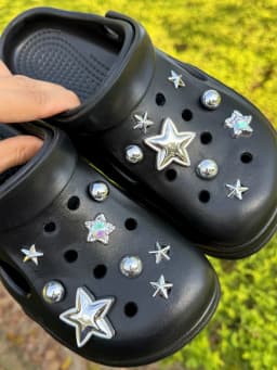 16 silver star-shaped semi-circular beads DIY decorative items, a multi-functional shoe accessory suitable for women's sandals a