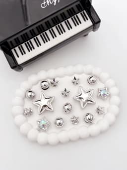 16 silver star-shaped semi-circular beads DIY decorative items, a multi-functional shoe accessory suitable for women's sandals a