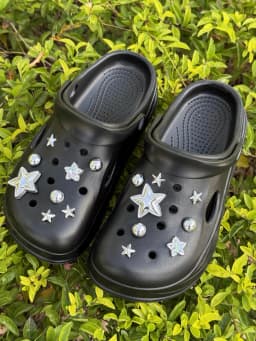 16 silver star-shaped semi-circular beads DIY decorative items, a multi-functional shoe accessory suitable for women's sandals a