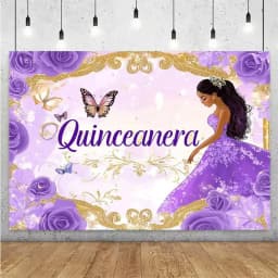Sweet 15th Princess Birthday Party Decoration Girl Dress Backdrop Supplies Glitter Crown Floral Background Photography Props