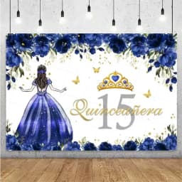 Sweet 15th Princess Birthday Party Decoration Girl Dress Backdrop Supplies Glitter Crown Floral Background Photography Props