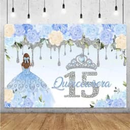 Sweet 15th Princess Birthday Party Decoration Girl Dress Backdrop Supplies Glitter Crown Floral Background Photography Props