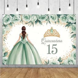 Sweet 15th Princess Birthday Party Decoration Girl Dress Backdrop Supplies Glitter Crown Floral Background Photography Props