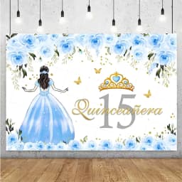 Sweet 15th Princess Birthday Party Decoration Girl Dress Backdrop Supplies Glitter Crown Floral Background Photography Props