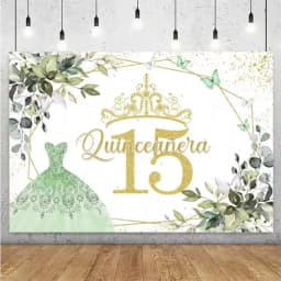 Sweet 15th Princess Birthday Party Decoration Girl Dress Backdrop Supplies Glitter Crown Floral Background Photography Props