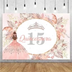 Sweet 15th Princess Birthday Party Decoration Girl Dress Backdrop Supplies Glitter Crown Floral Background Photography Props
