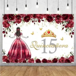 Sweet 15th Princess Birthday Party Decoration Girl Dress Backdrop Supplies Glitter Crown Floral Background Photography Props