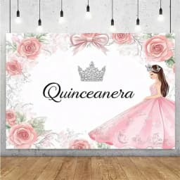 Sweet 15th Princess Birthday Party Decoration Girl Dress Backdrop Supplies Glitter Crown Floral Background Photography Props