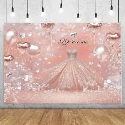 Sweet 15th Princess Birthday Party Decoration Girl Dress Backdrop Supplies Glitter Crown Floral Background Photography Props
