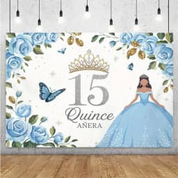 Sweet 15th Princess Birthday Party Decoration Girl Dress Backdrop Supplies Glitter Crown Floral Background Photography Props