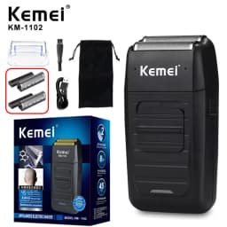 Kemei KM-1102 Rechargeable Electric Shaver For Men Cordless Floating Beard Razor Machine Twin Blade Face Care Strong Trimmer