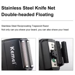 Kemei KM-1102 Rechargeable Electric Shaver For Men Cordless Floating Beard Razor Machine Twin Blade Face Care Strong Trimmer