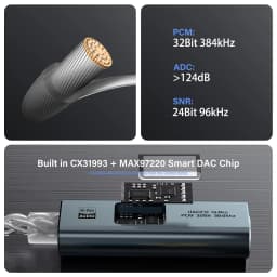 DAC USB Type C to 3.5 mm Jack Adapter HiFi Audio Amplifier Stereo Ephone Headphone Digital Decoding Converter CX31993 MAX97220