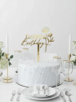 3pcs Birthday Cake Toppers & Decoration Supplies - Acrylic Style, Dessert Table/Baking/Party Decoration Supplies
