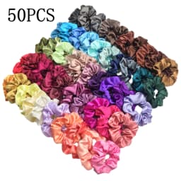 1/6/150/60/50/30/20PCS Vintage Satin Hair Scrunchies Elastic Bands Solid Color Women Girls Headwear Ponytail Ties Accessories