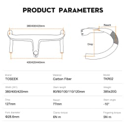 TOSEEK Carbon Handlebar Road Carbon Handlebar T700 Carbon Integrated Handlebar Di2 Bicycle Accessories Carbon Drop Bar