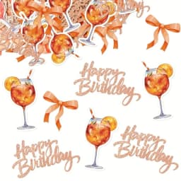 100pcs Happy Birthday Confetti Sequin Orange Juice Wine Glass Bowtie Confetti Scatter for Summer Beach Birthday Party Decoration